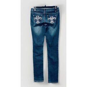 Bongo Low Rise Blue Juniors Jeans Size‎ 3 Rhinestone Studded Cross 90s Y2K 27 XS